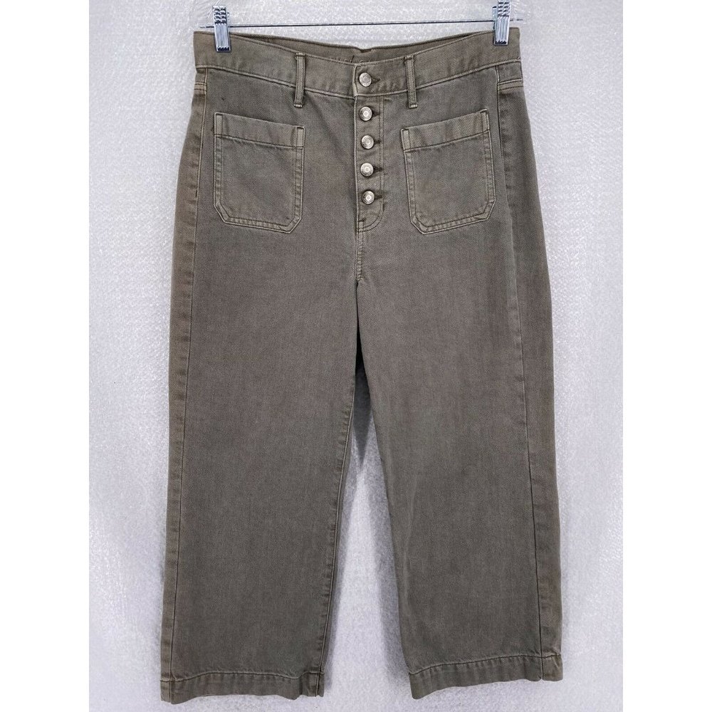 American Eagle High Rise Wide Leg Crop Button Fly Jeans Women’s Size 10 Regular
